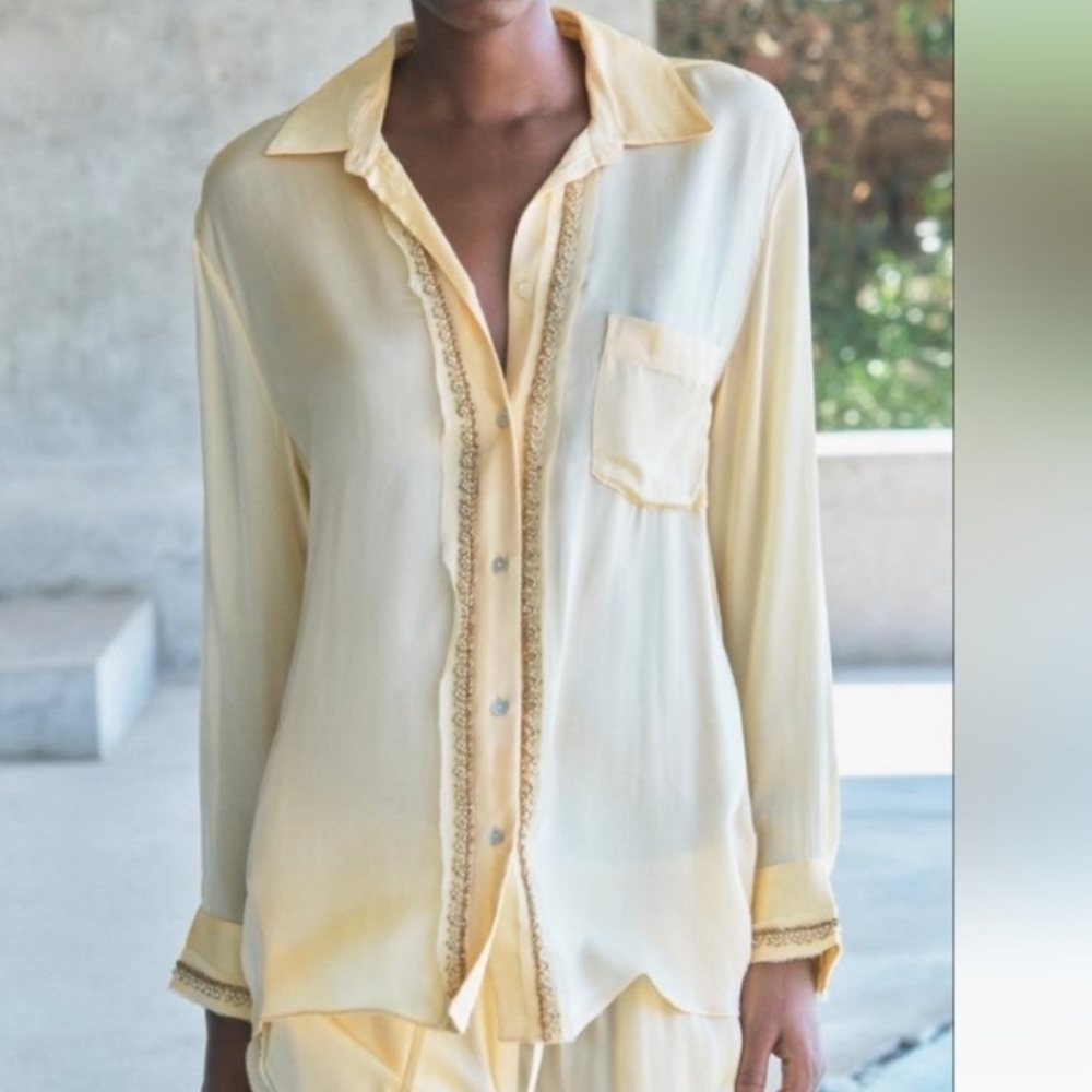 Zara ZW Collection Embroidered Satin
Shirt